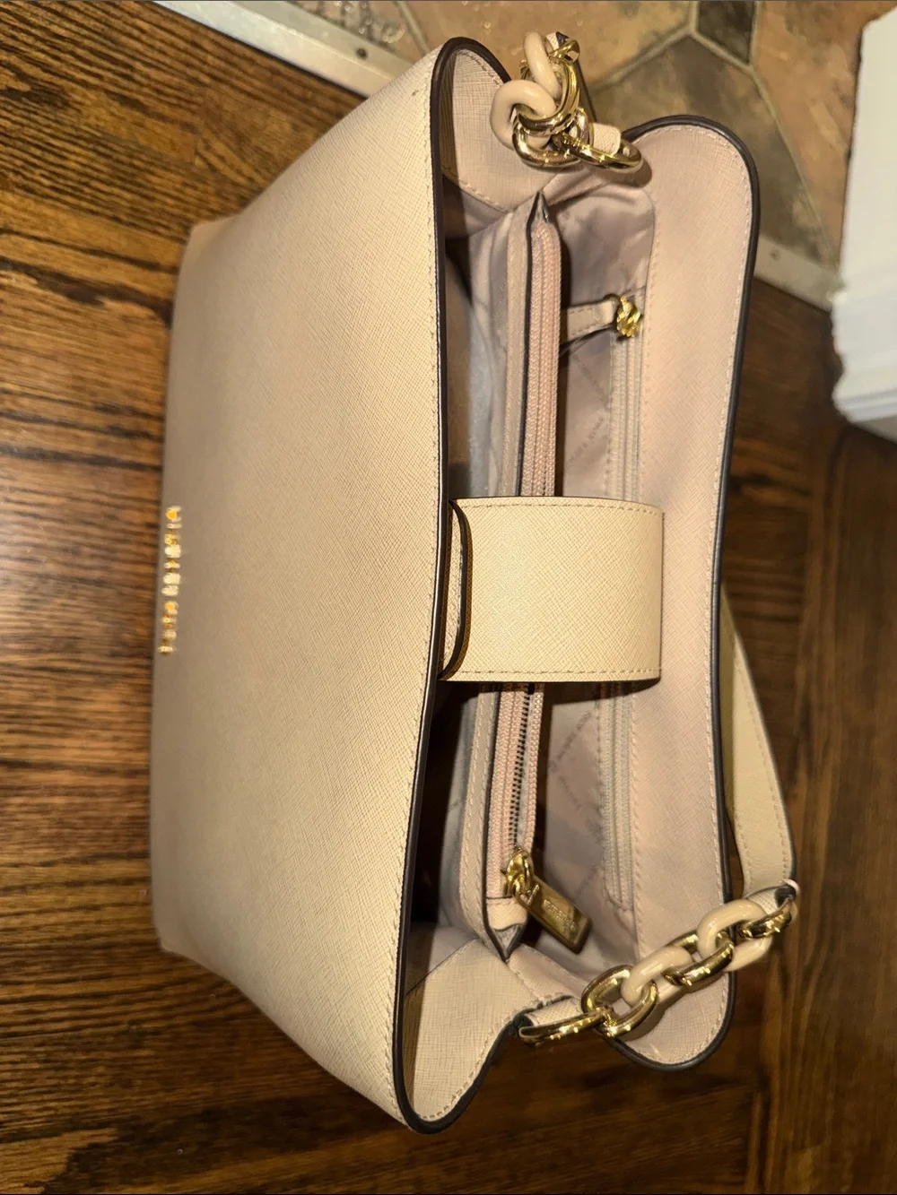 Michael Kors Taupe Shoulder Bag with Gold Hardware